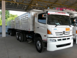 ขายรถบรรทุก 22 ล้อพ่วงแม่ลูกดัมพ์ HINO MEGA FM1A 344 แรงม้าปี 2558 ลูกพ่วงสามมิตร 3 เพลา 4 รั้ว ขายด