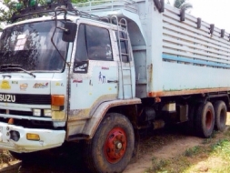 ISUZU ROCKY 210 วางเครื่อง 240 HP 6SD1 รถพ่วงแม่ + ลูก แม่กระบะดั๊มพ์เหล็กหน้าพระลาน 12 ตันฝาข้างแผ่